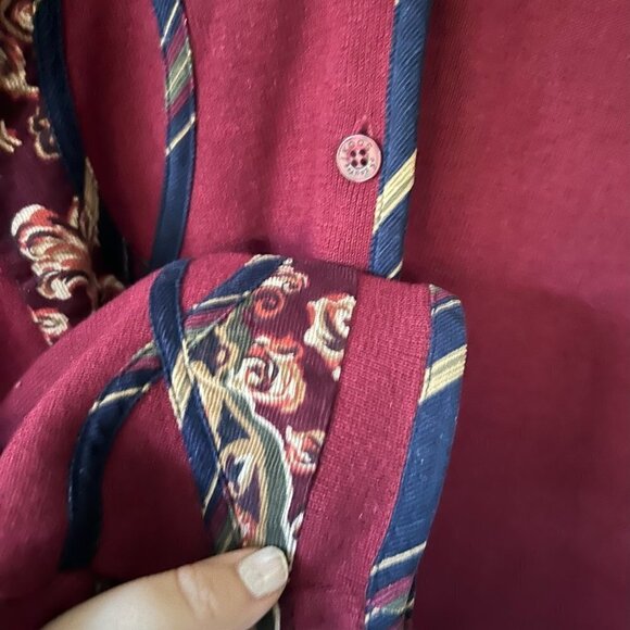 Koos of Course Cardigan Womens Medium Red Floral VTG Knit Sweater Button Front - Picture 4 of 6